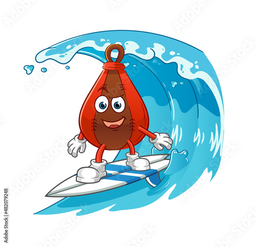 speed bag surfing character. cartoon mascot vector