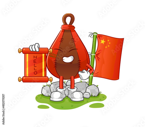 speed bag chinese cartoon. cartoon mascot vector