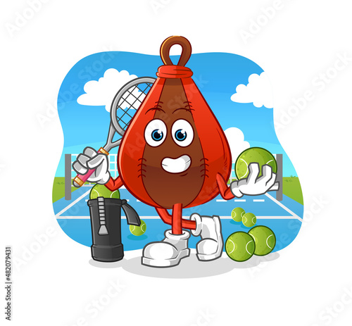 speed bag plays tennis illustration. character vector