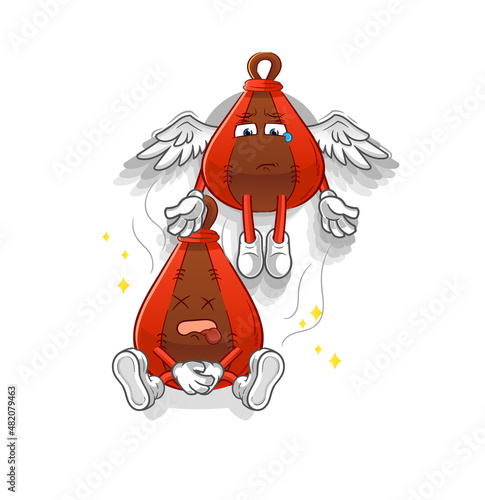 speed bag spirit leaves the body mascot. cartoon vector