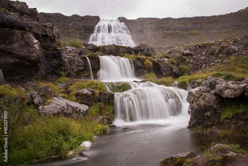 Beautiful waterfall in Iceland  long exposure 