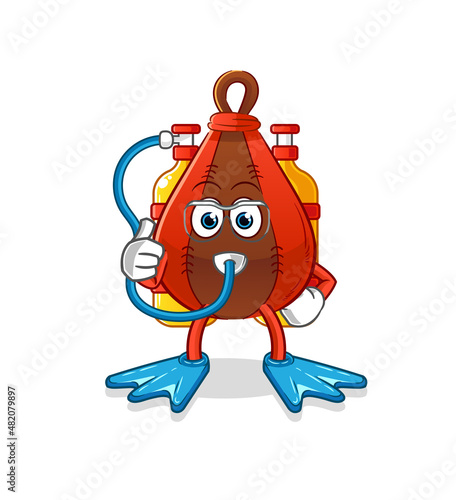 speed bag diver cartoon. cartoon mascot vector