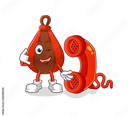 speed bag call mascot. cartoon vector