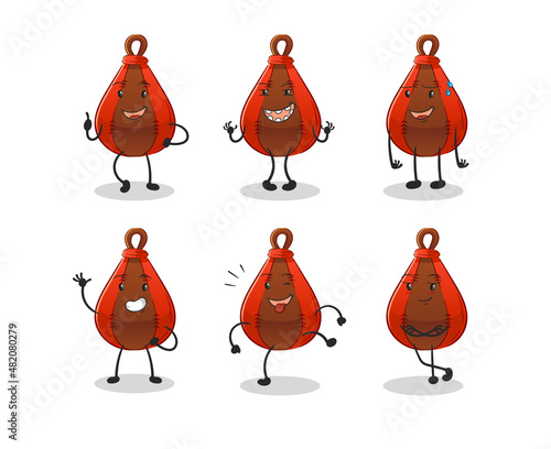 speed bag happy set character. cartoon mascot vector