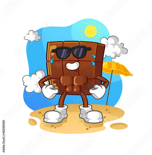 chocolate bar sunbathing in summer. character vector