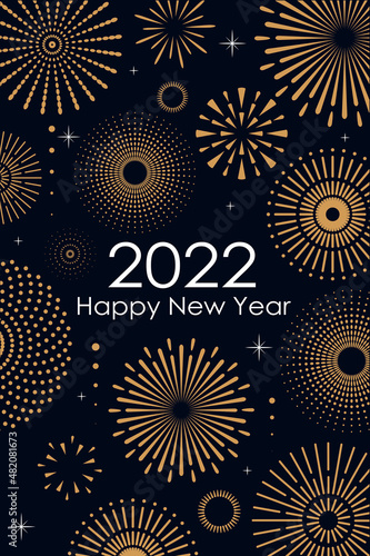 2022 New Year Abstract background with gold fireworks