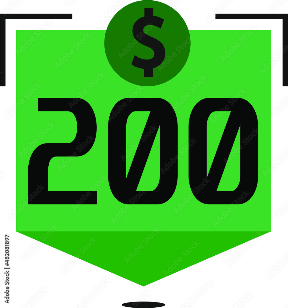 200 dollar price. Green coins board with numbers on black 200 dollar price. Green coins board with numbers on black