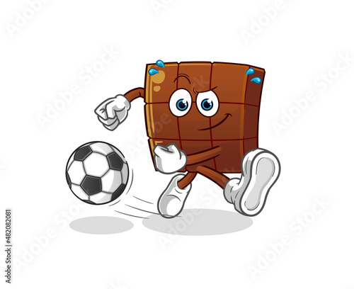 chocolate bar kicking the ball cartoon. cartoon mascot vector