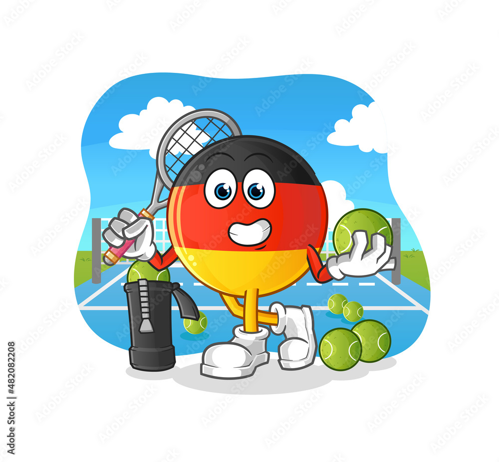 Fototapeta premium german flag plays tennis illustration. character vector