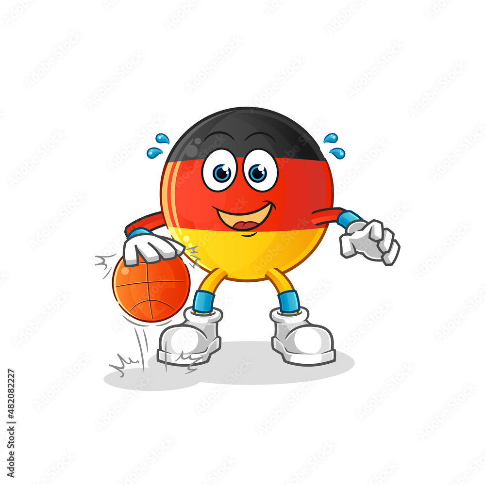 Fototapeta premium german flag dribble basketball character. cartoon mascot vector