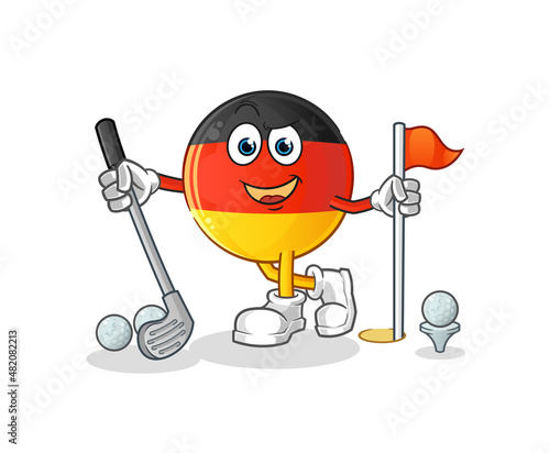german flag playing golf vector. cartoon character