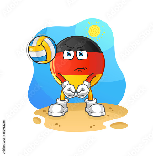 german flag play volleyball mascot. cartoon vector