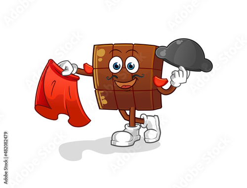 chocolate bar matador with red cloth illustration. character vector