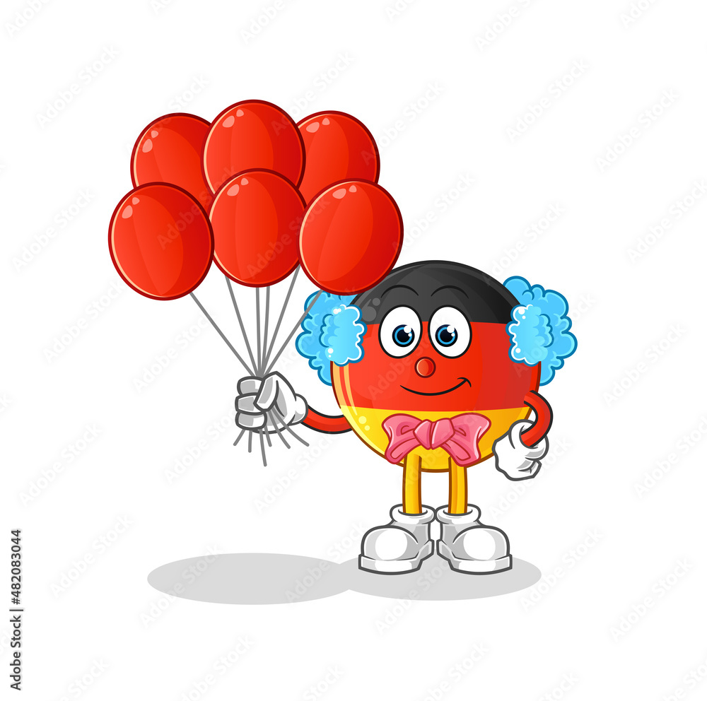 Fototapeta premium german flag clown with balloons vector. cartoon character
