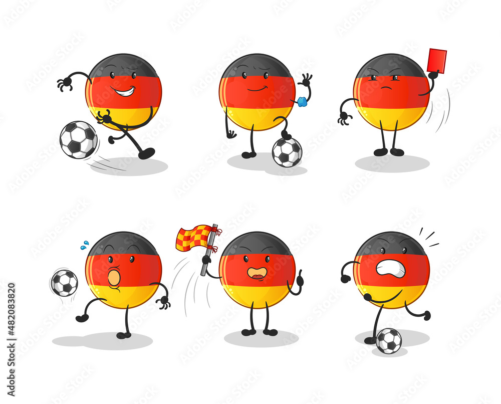 german flag football group character. cartoon mascot vector german flag football group character. cartoon mascot vector