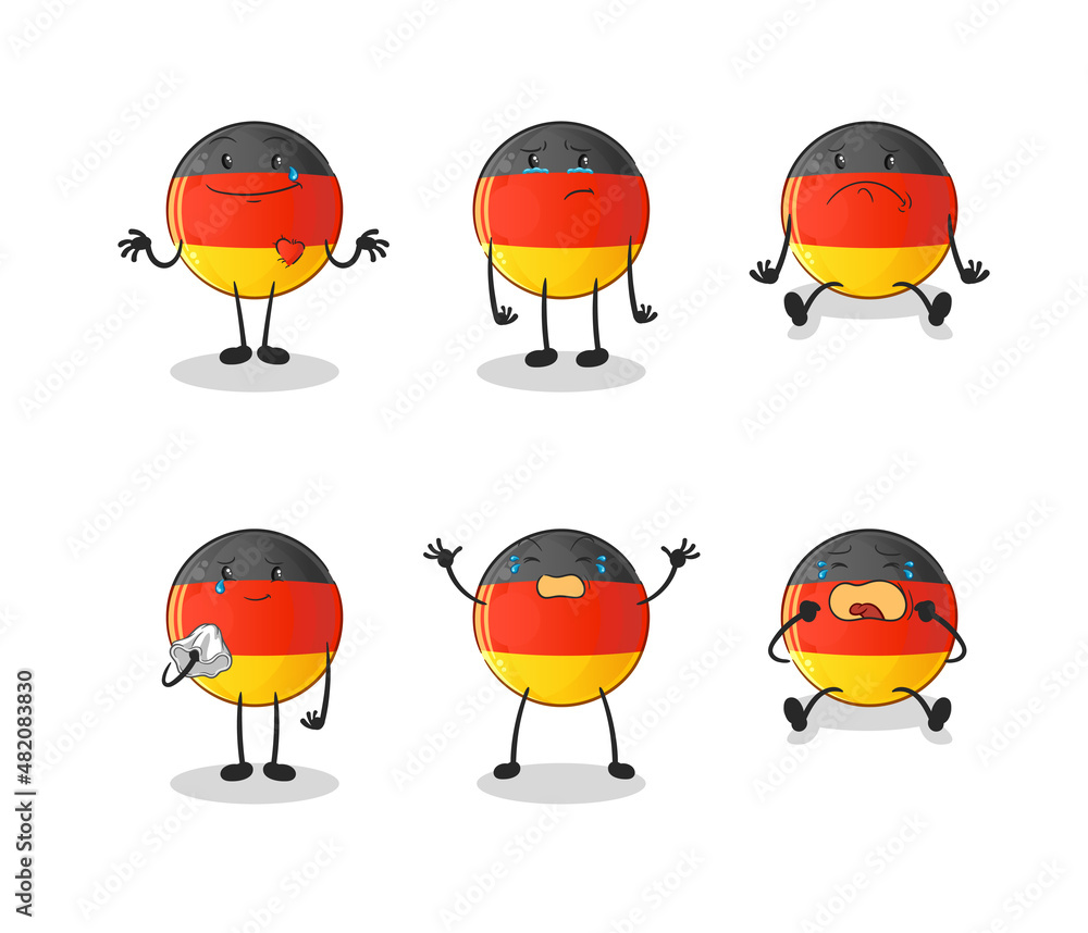 german flag sad group character. cartoon mascot vector german flag sad group character. cartoon mascot vector