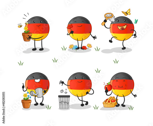 german flag save the earth group. cartoon mascot