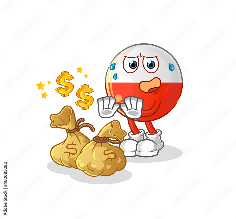 Obraz premium poland flag refuse money illustration. character vector