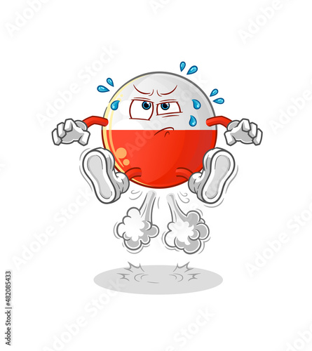 poland flag fart jumping illustration. character vector