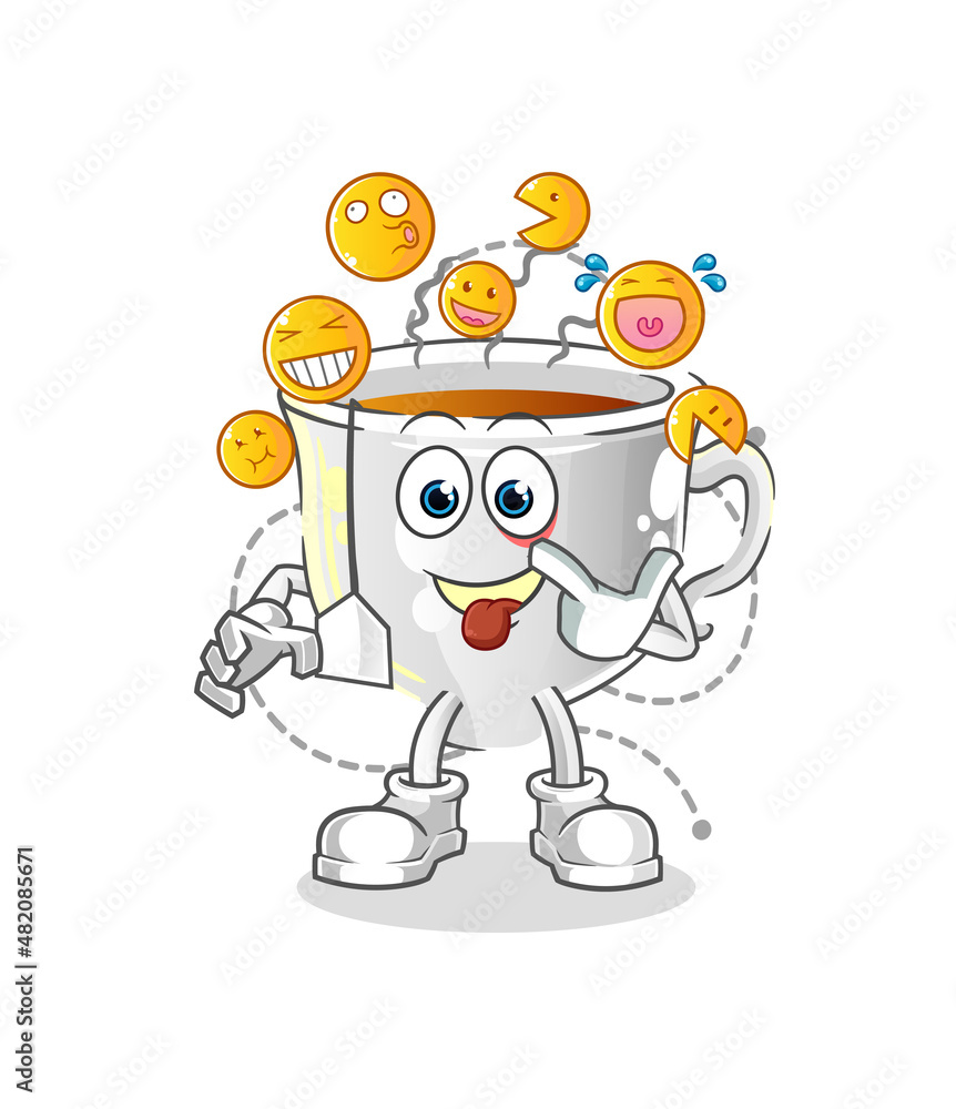 tea cup laugh and mock character. cartoon mascot vector tea cup laugh and mock character. cartoon mascot vector