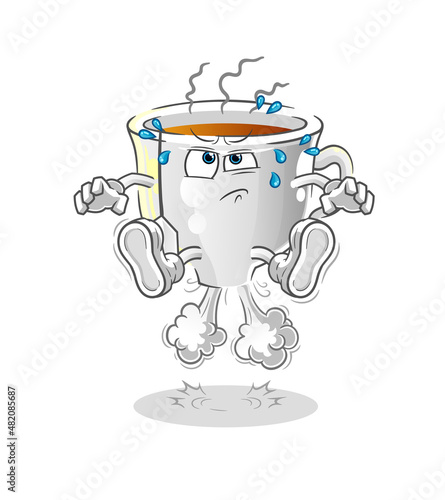 tea cup fart jumping illustration. character vector