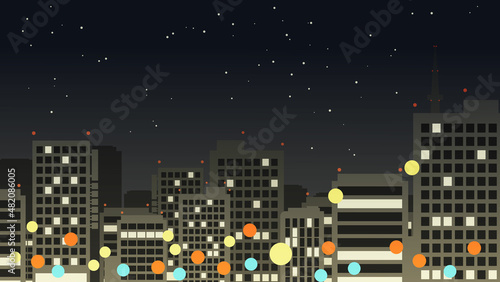 都会　夜　星　横