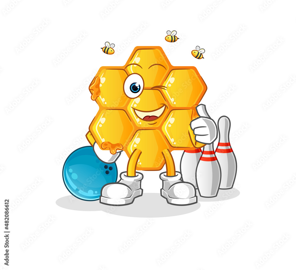 Obraz premium honey pattern play bowling illustration. character vector