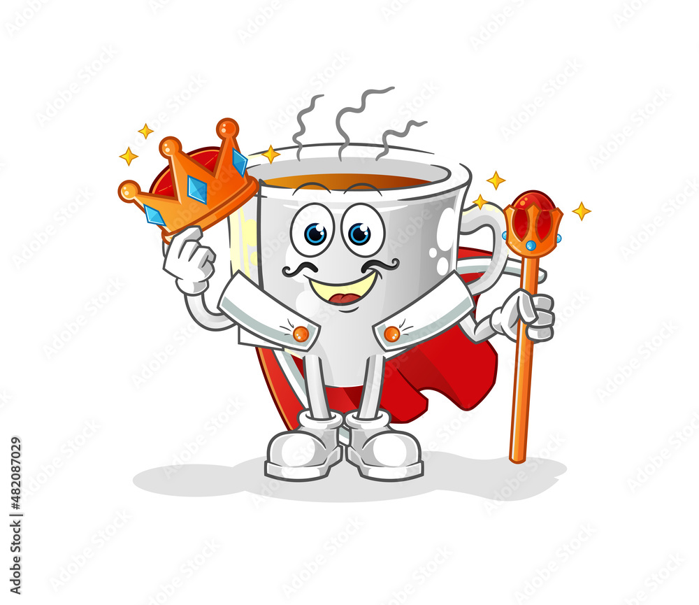 Obraz premium tea cup king vector. cartoon character