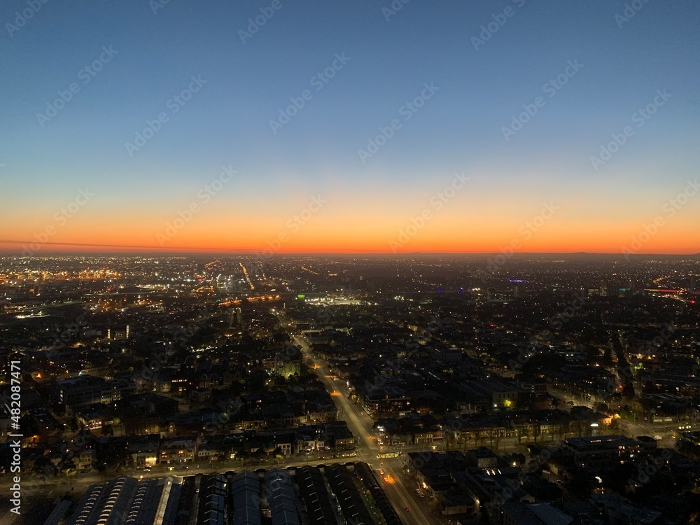 Obraz premium Melbourne City Skyline Sunrise Sunset