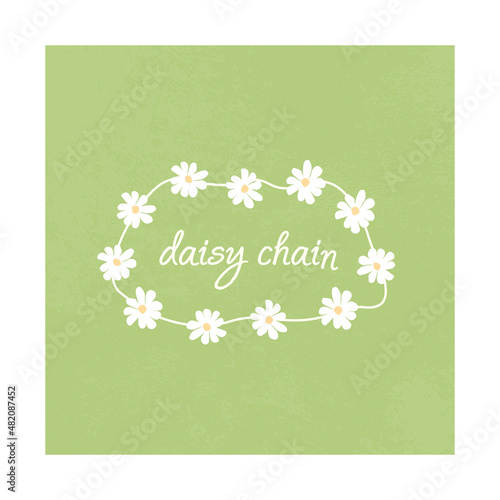 Daisy chain, flowers. Floral elements for pattern, card, poster, invitation, logo