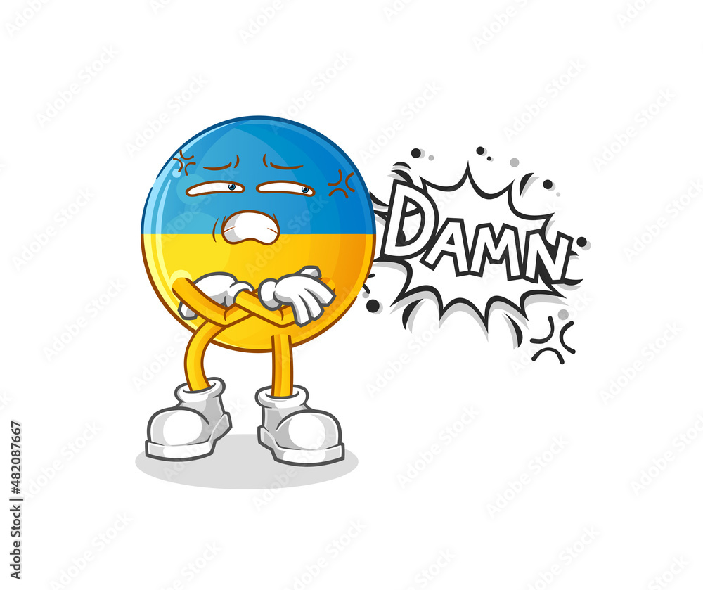 ukraine flag very pissed off illustration. character vector