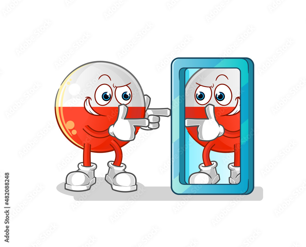 poland flag looking into mirror cartoon. cartoon mascot vector poland flag looking into mirror cartoon. cartoon mascot vector
