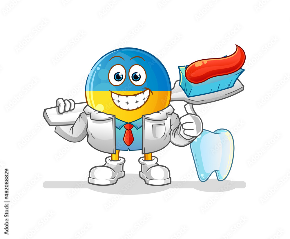 Obraz premium ukraine flag dentist illustration. character vector