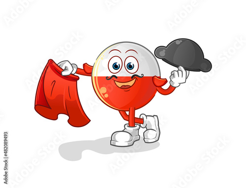 poland flag matador with red cloth illustration. character vector