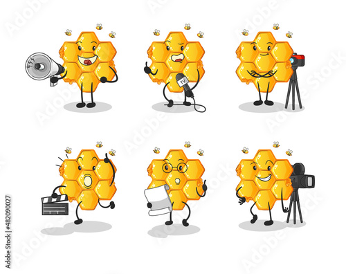 honey pattern entertainment group character. cartoon mascot vector