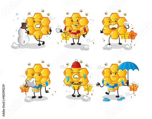 honey pattern in cold weather character mascot vector
