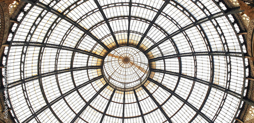 Panorama of cupola of the Galleria Vittorio Emanuele II in Milano, Italy