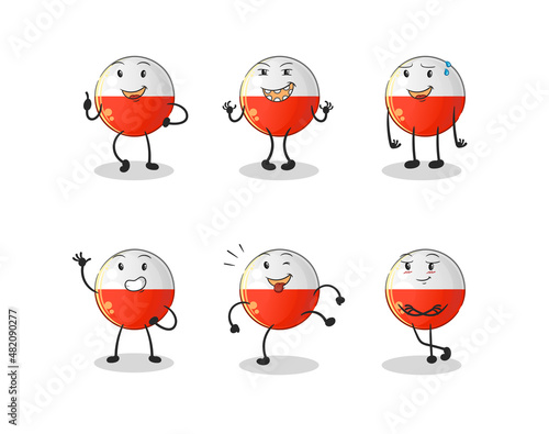 poland flag happy set character. cartoon mascot vector