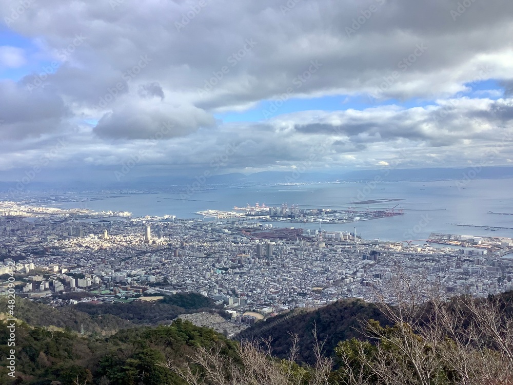 Scenery of Kobe city from the observation deck of Mt. Maya in the Rokko mountain range