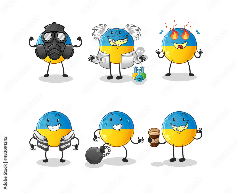 ukraine flag villain group character. cartoon mascot vector ukraine flag villain group character. cartoon mascot vector