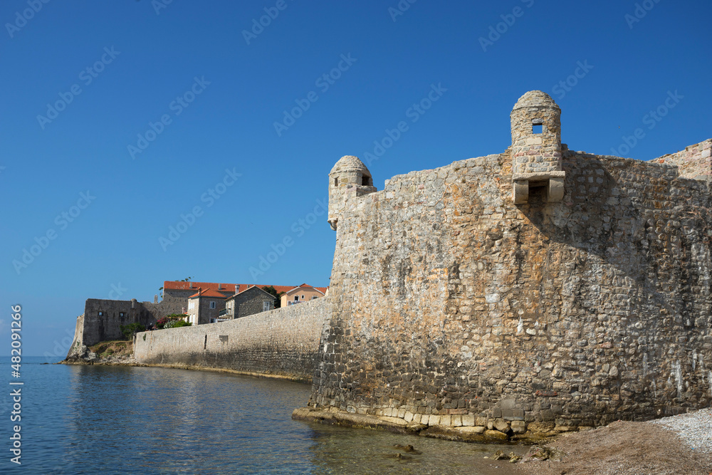 View on the old town of Budva from local beach