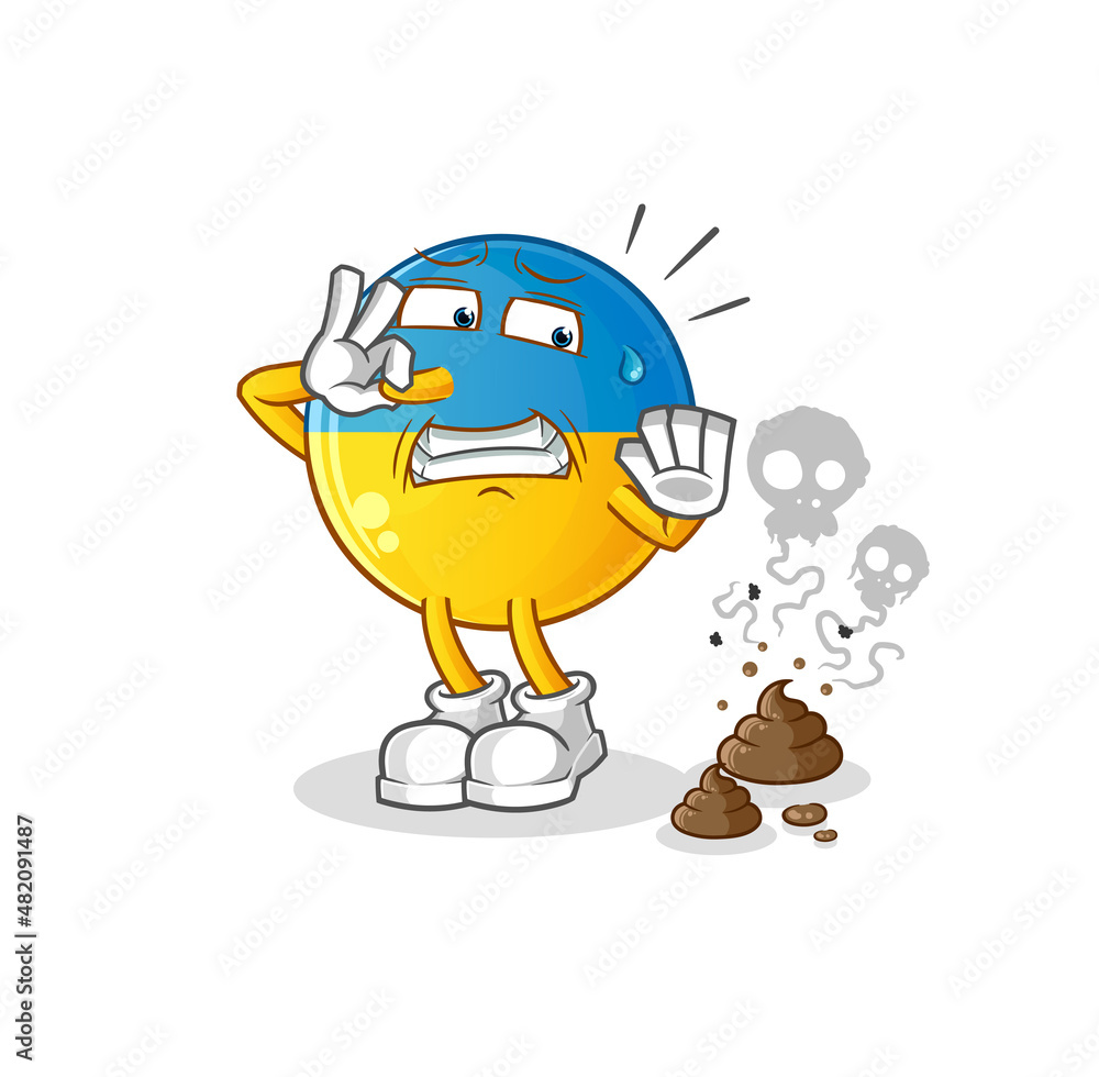 ukraine flag with stinky waste illustration. character vector