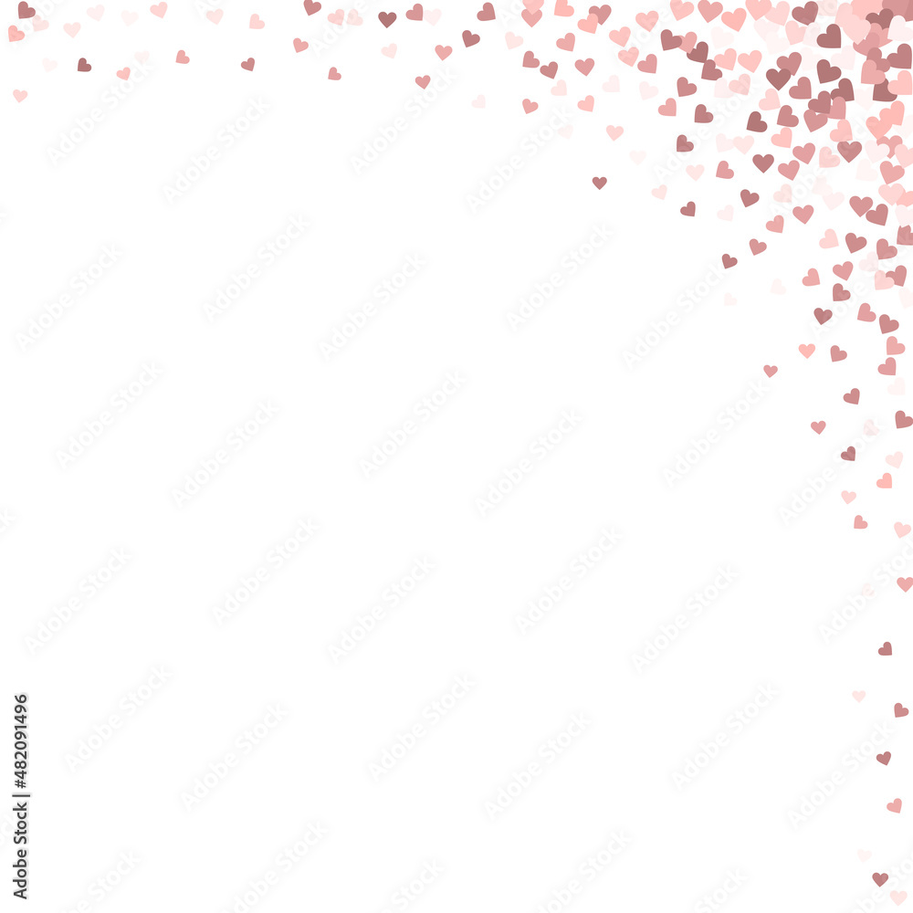 Pink heart love confettis. Valentine's day corner Pink heart love confettis. Valentine's day corner