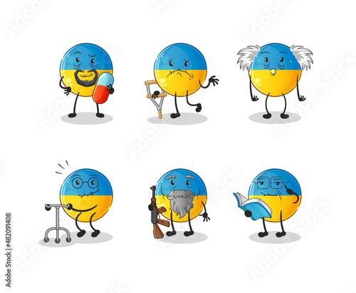 ukraine flag elderly character. cartoon mascot vector
