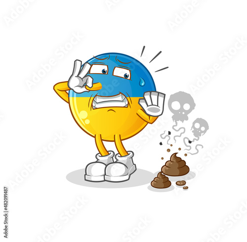 ukraine flag with stinky waste illustration. character vector