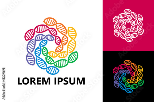 Colorful DNA logo template design vector