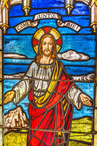 Jesus Invitation Stained Glass Church Saint Augustine Florida