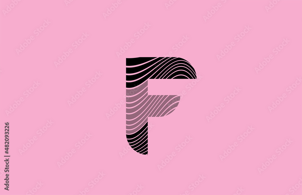 Obraz premium black letter F logo design icon with pink background. Creative template for company with lines