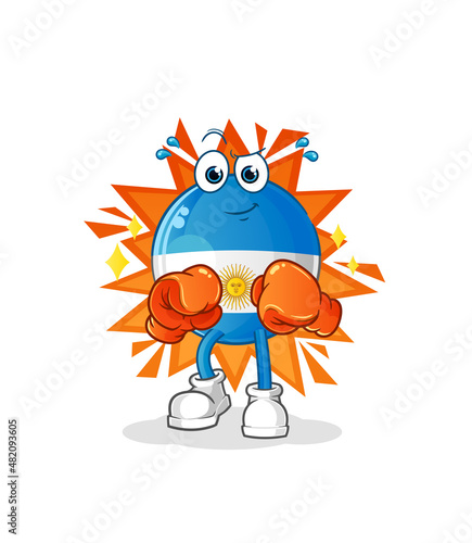 argentina flag boxer character. cartoon mascot vector