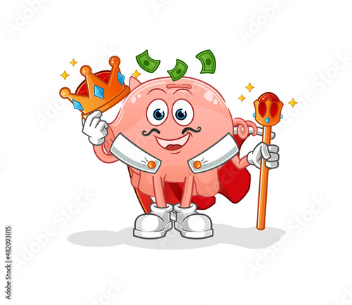 piggy bank king vector. cartoon character